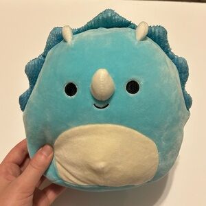 Squishmallow KellyToy Malik Blue Triceratops Dinosaur 7.5 in